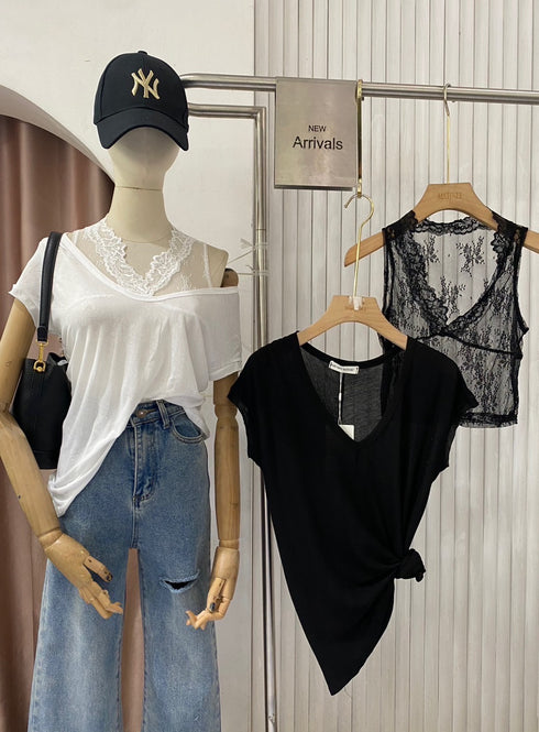 MATINEE Stylish Lace Tops With Loose T-Shirts